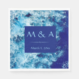 Blue Ocean Water Wedding Luncheon Napkin Serviette