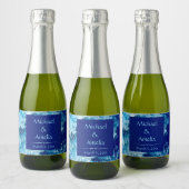 Blue Ocean Water Wedding Mini Sparkling Weinlabel Schaumweinetikett (Flaschen)