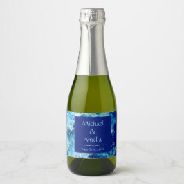 Blue Ocean Water Wedding Mini Sparkling Weinlabel Schaumweinetikett