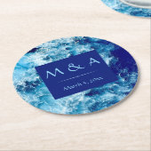 Blue Ocean Water Wedding Round Paper Untersetzer (Angewinkelt)