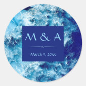 Blue Ocean Water Wedding Round Stickers (Vorderseite)