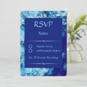 Blue Ocean Water Wedding Rounded RSVP Card (Stehend Vorderseite)