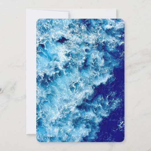 Blue Ocean Water Wedding Rounded RSVP Card (Rückseite)