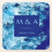 Blue Ocean Water Wedding Square Paper Untersetzer (Vorderseite)
