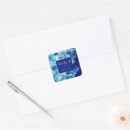 Blue Ocean Water Wedding Square Sticker