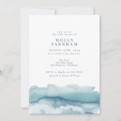 Blue Ocean Watercolor Baby Dusche Einladung (Vorderseite)