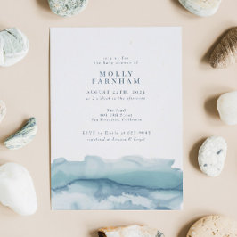 Blue Ocean Watercolor Baby Dusche Einladung
