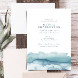 Blue Ocean Watercolor Brautparty Einladung