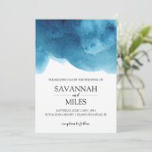 Blue Ocean Watercolor Moderne Hochzeitseinladung Einladung (Stehend Vorderseite)