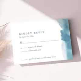 Blue Ocean Watercolor Wedding RSVP Card Karte