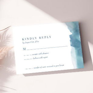 Blue Ocean Watercolor Wedding RSVP Card Karte