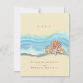 Blue Ocean Wave Flat Wedding RSVP Card Karte (Rückseite)
