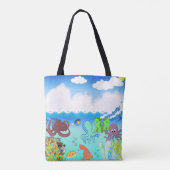 Blue Ocean Wave Octopus Coral Garden Tasche (Rückseite)