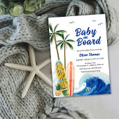 Blue Ocean Wave Surfboard Baby Dusche Einladung