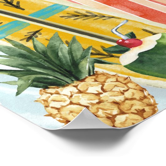 Blue Ocean Wave Surfboard Baby Dusche Willkommen Poster (Ecke)