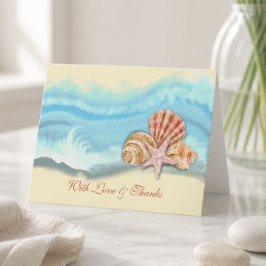 Blue Ocean Wave Wedding Danke Card