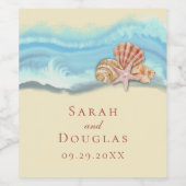 Blue Ocean Wave Wedding Wine Bottle Label Weinetikett (Einzelnes Label)