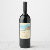 Blue Ocean Wave Wedding Wine Bottle Label Weinetikett (Vorderseite)