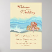 Blue Ocean Wave Welcome Wedding Poster 24"x36" (Vorne)