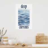 Blue Ocean Waves Art Print Abstract Coastal Wall Poster (Küche)