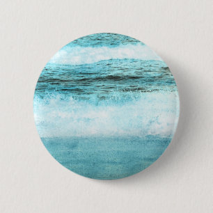 Blue Ocean Waves Beach Button