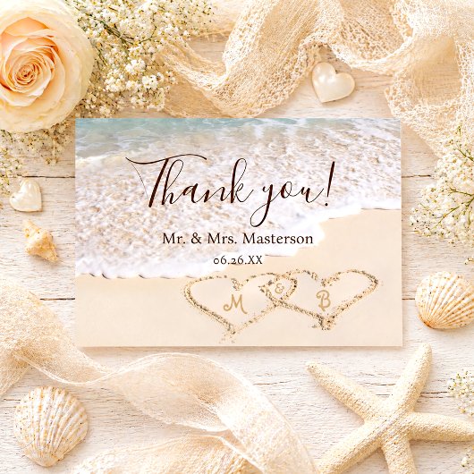 Blue Ocean Waves Beach Hochzeit Danke Karte