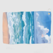 Blue Ocean Waves | Beach Sea Watercolor  Golfhandtuch (Horizontal)