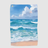 Blue Ocean Waves | Beach Sea Watercolor  Golfhandtuch (Vorderseite)