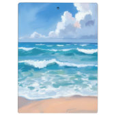 Blue Ocean Waves | Beach Sea Watercolor Klemmbrett (Rückseite)