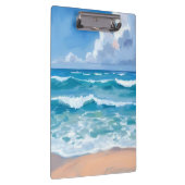 Blue Ocean Waves | Beach Sea Watercolor Klemmbrett (Rechts)