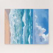 Blue Ocean Waves | Beach Sea Watercolor Puzzle (Horizontal)