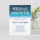 Blue Ocean Waves Bridal Dusche Einladung (Stehend Vorderseite)