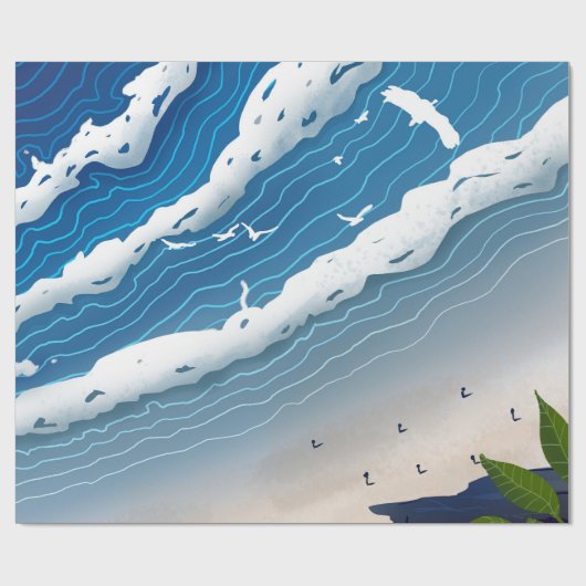 Blue Ocean Waves Canvas Art  Geschenkpapier (Flach)
