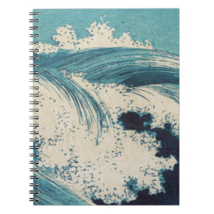 Blue Ocean Waves Japanisches Holzschnitt Notizblock