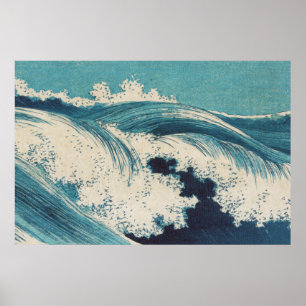 Blue Ocean Waves Japanisches Holzschnitt Poster