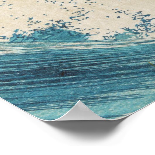 Blue Ocean Waves Japanisches Holzschnitt Poster (Ecke)