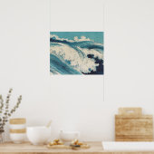 Blue Ocean Waves Japanisches Holzschnitt Poster (Küche)