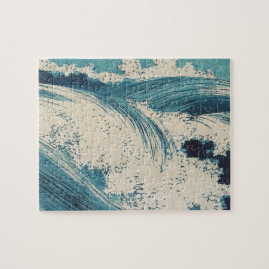 Blue Ocean Waves Japanisches Holzschnitt Puzzle (Horizontal)