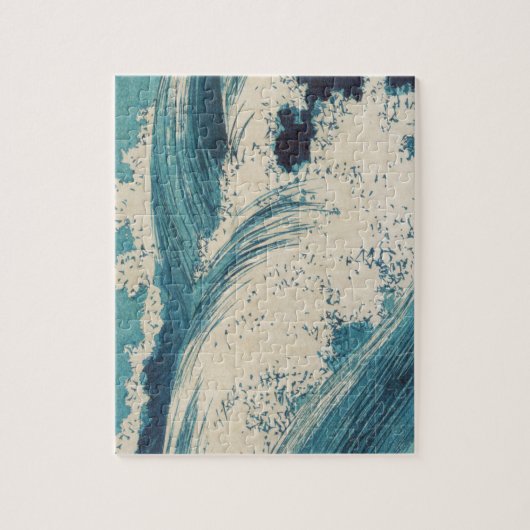 Blue Ocean Waves Japanisches Holzschnitt Puzzle (Vertikal)