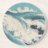 Blue Ocean Waves Japanisches Holzschnitt Untersetzer (Vorne)