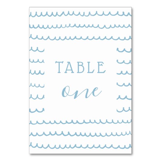 Blue Ocean Waves Nautical Baby Boys oder Kind zum Tischnummer (Rückseite)