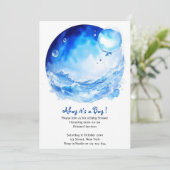 Blue Ocean Waves Nautical Boy Baby Dusche Einladung (Stehend Vorderseite)