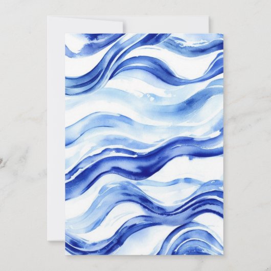 Blue Ocean Waves Nautical Boy Baby Dusche Einladung (Rückseite)