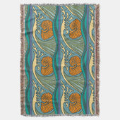 Blue Ocean Waves Nautilus Seashell Muster Nouveau Decke (Vorderseite Vertikal)