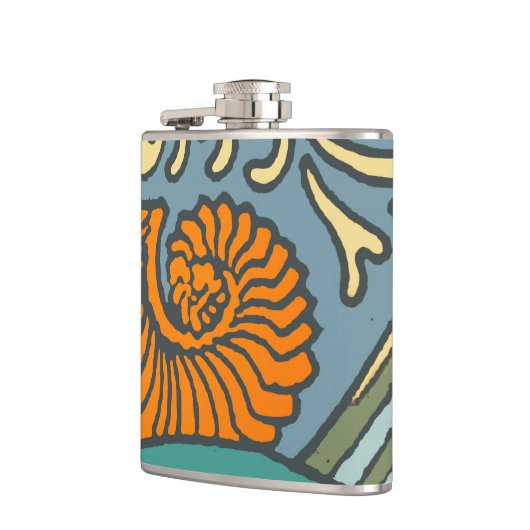 Blue Ocean Waves Nautilus Seashell Muster Nouveau Flachmann (Links)