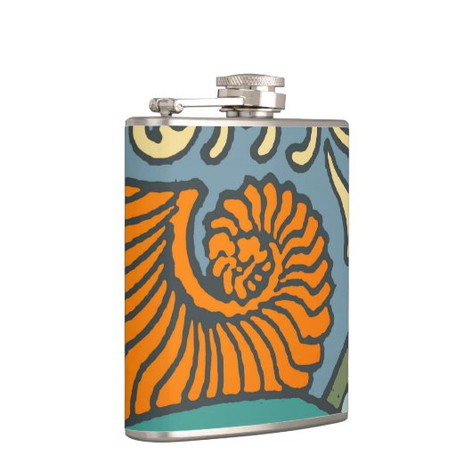 Blue Ocean Waves Nautilus Seashell Muster Nouveau Flachmann (Rechts)