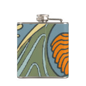 Blue Ocean Waves Nautilus Seashell Muster Nouveau Flachmann (Rückseite)