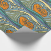 Blue Ocean Waves Nautilus Seashell Muster Nouveau Geschenkpapier (Ecke)