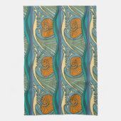 Blue Ocean Waves Nautilus Seashell Muster Nouveau Handtuch (Vertikal)
