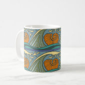 Blue Ocean Waves Nautilus Seashell Muster Nouveau Kaffeetasse (Vorderseite Links)